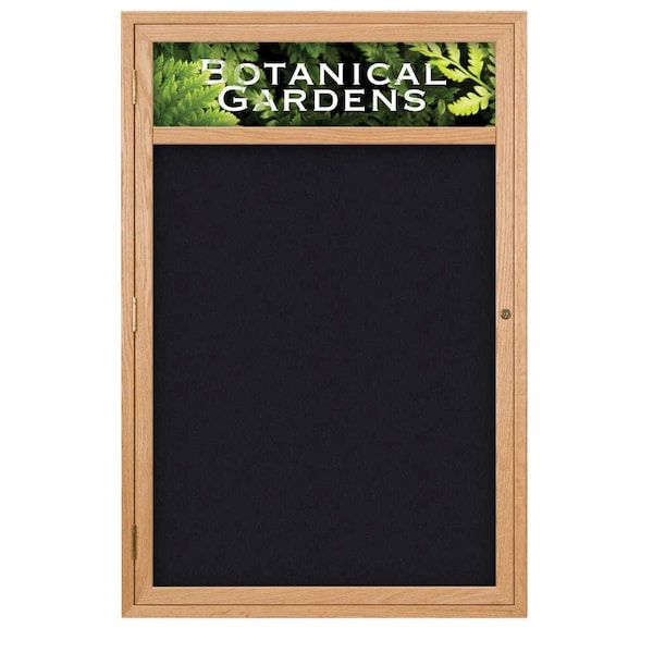 Sliding Glass Door Radius Letterboard, Hdr, 96"x48", Brnz/Licorice Vinyl